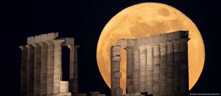 Superlua em Atenas, 2021: Templo de Poseidon parece de brinquedo