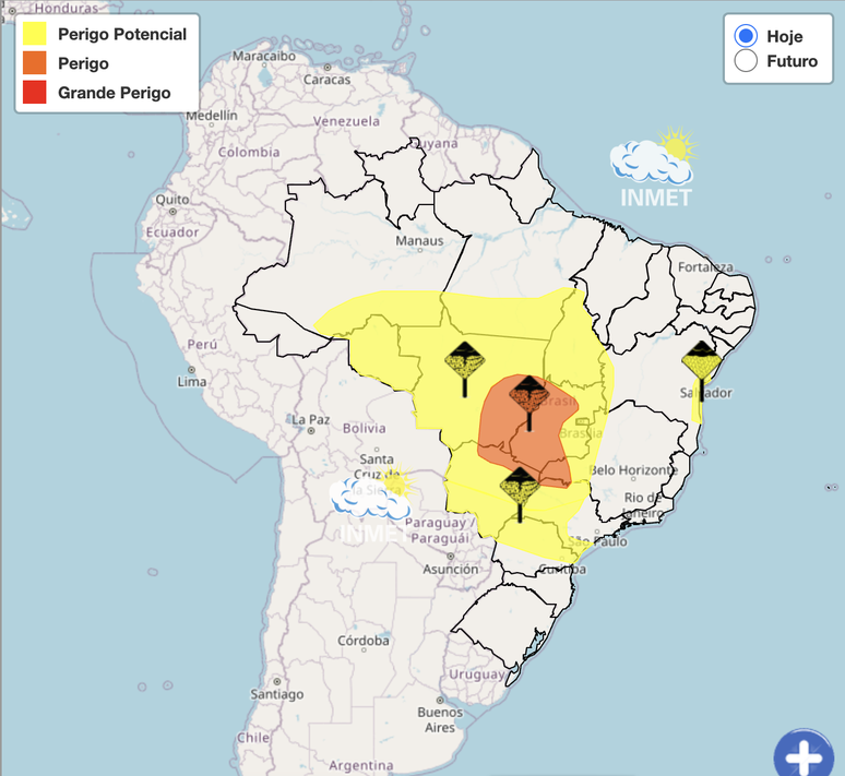 Inmet emitiu alertas de tempestade em vários estados do Brasil