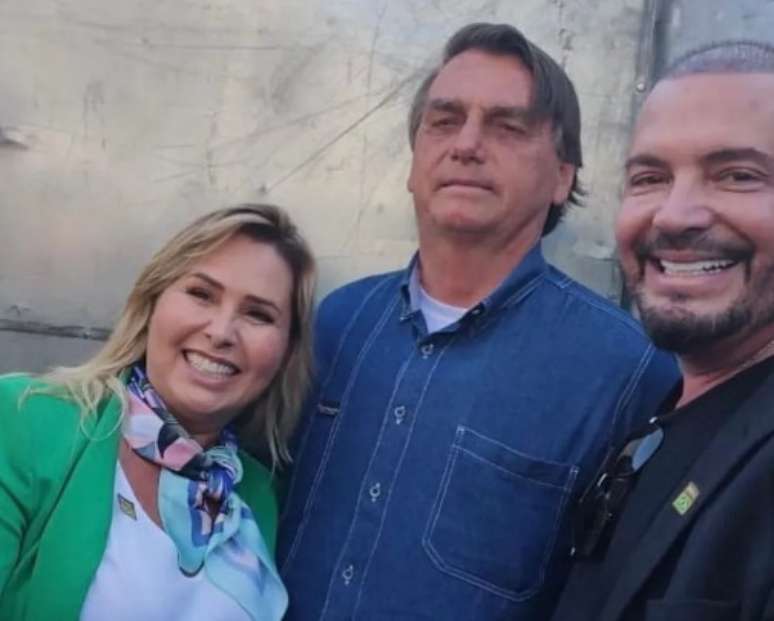 Andréa Sorvetão, Jair Bolsonaro e Conrado, marido da ex-paquita