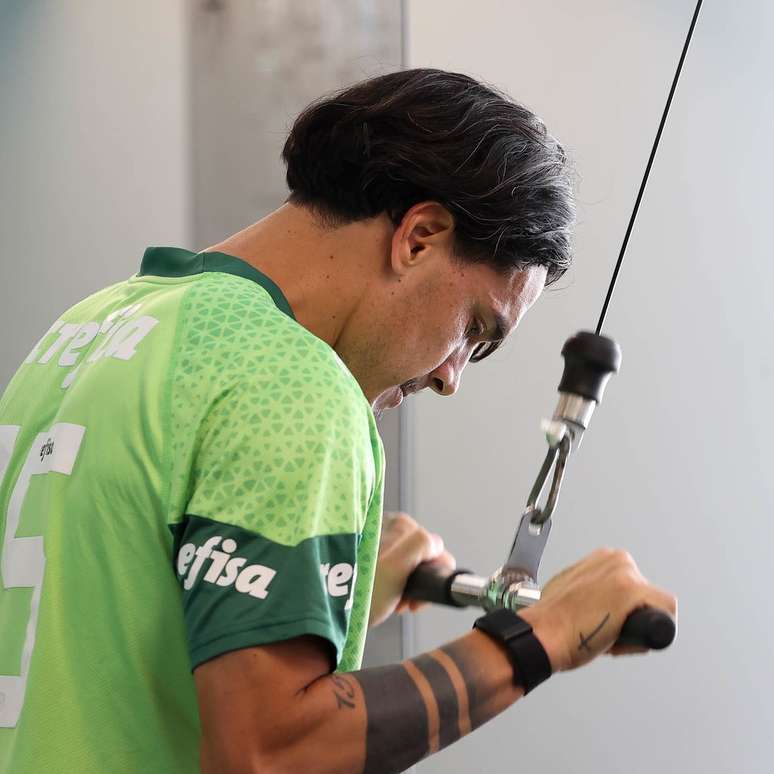 Gustavo Gómez no treino do Palmeiras 