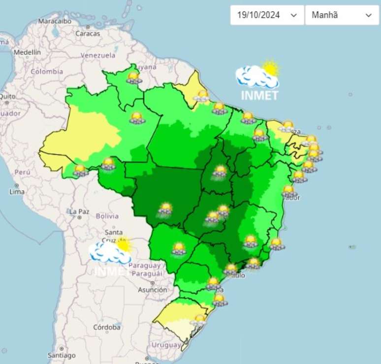 Previsão do tempo indica fortes chuvas para maior parte do País