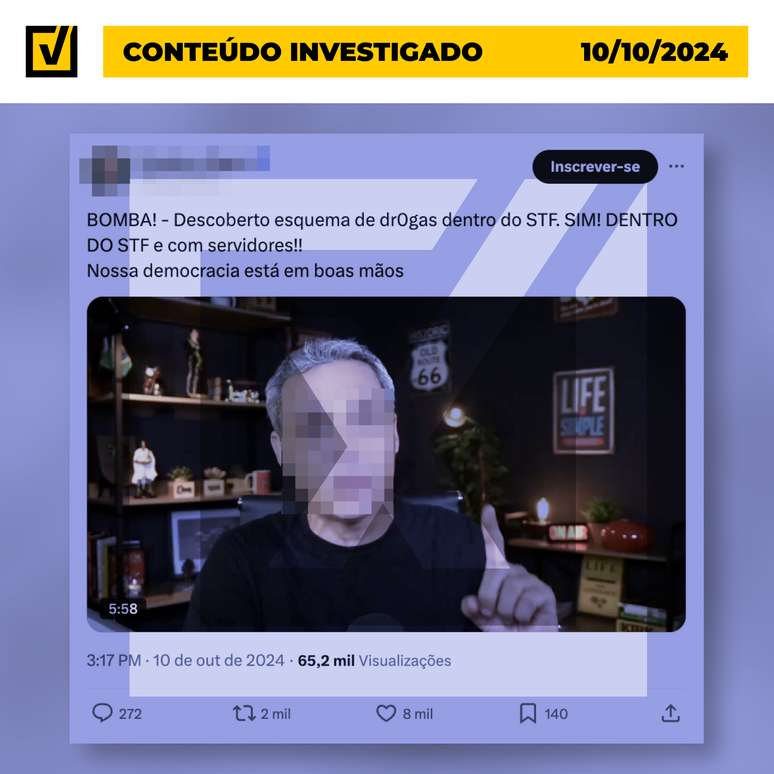 Conteúdo foi publicado em um vídeo no X