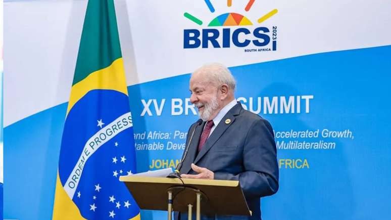 Presidente Luiz Inácio Lula da Silva durante encontro de líderes dos Brics, na África do Sul, em 2023