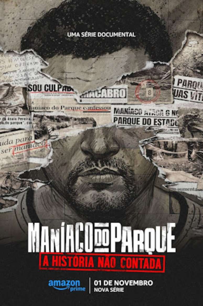 Poster da série documental 'Maníaco do Parque: A História Não Contada', do Prime Video.