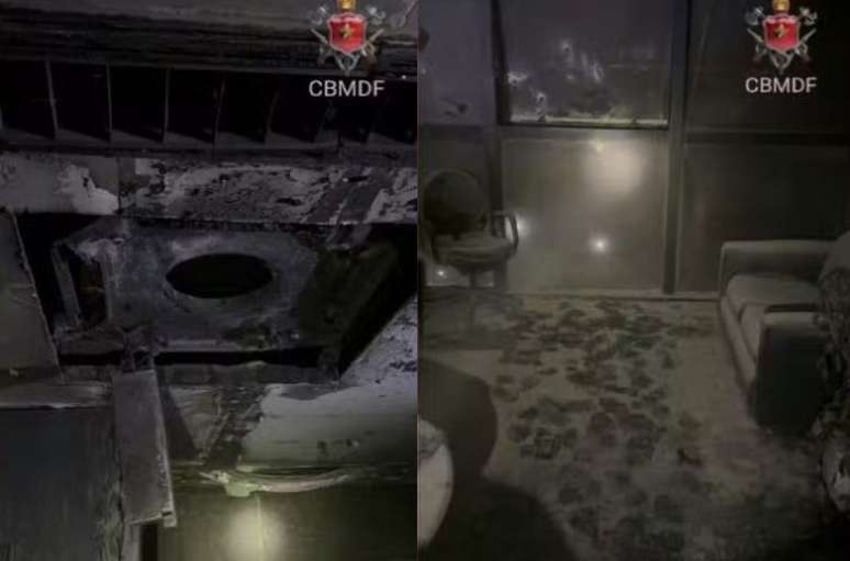 Sala do STF ficou destruída após incêndio