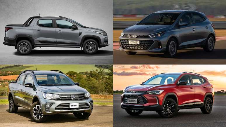 Fiat Strada, Hyundai HB20, Volkswagen Saveiro e Chevrolet Tracker