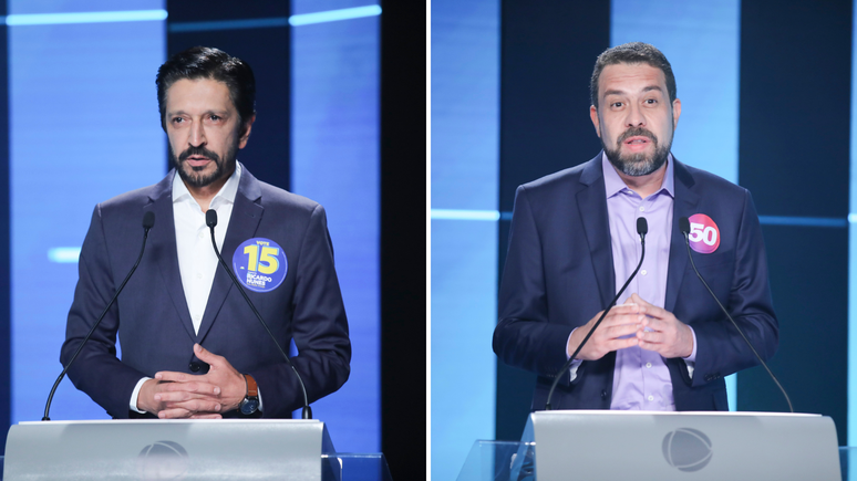 Ricardo Nunes e Guilherme Boulos durante o debate da Band