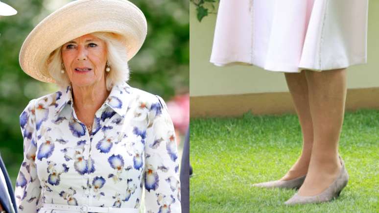 A rainha Camilla com sapatos confortáveis e elegantes