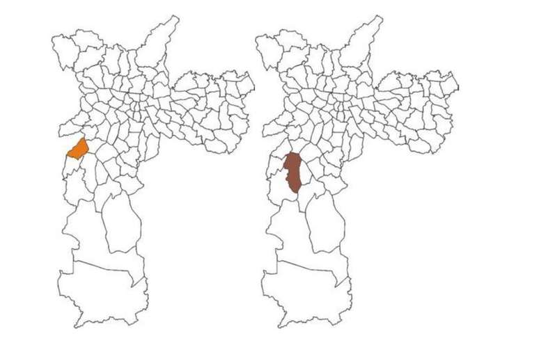 No primeiro mapa, o Campo Limpo; no segundo, Jardim São Luís. Vizinhos na zona sul e reivindicados por Nunes e Boulos.