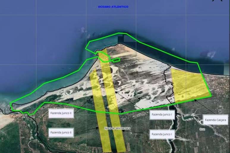 Mapa mostra divisão de terras em Jericoacoara