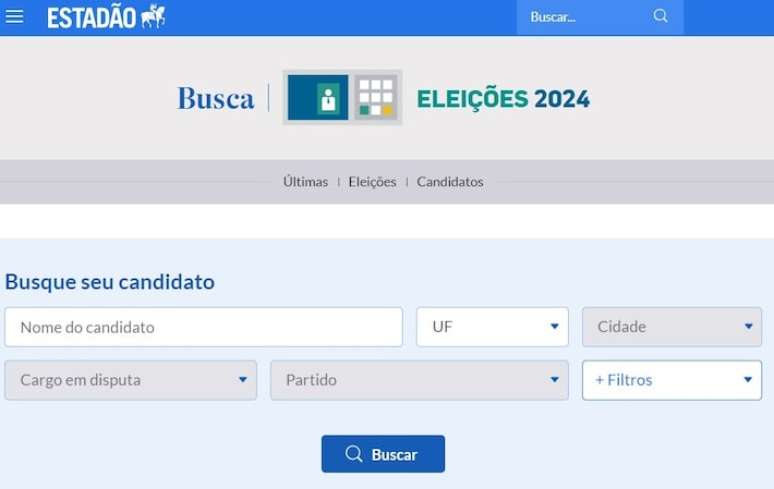 Página de buscas do 'Estadão' permite eleitores se informarem sobre os candidatos de São Paulo e de todo o Brasil.