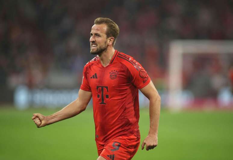 Harry Kane (Bayern de Munique) comemorando seu gol contra o VfB Stuttgart, no dia 19.10.2024 