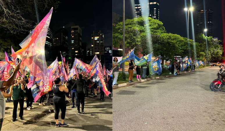 Apoiadores se reunem para o debate da TV Globo