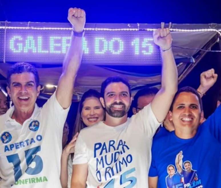 O governador Helder Barbalho, o prefeito eleito Igor Normando e o vice Cassio Andrade