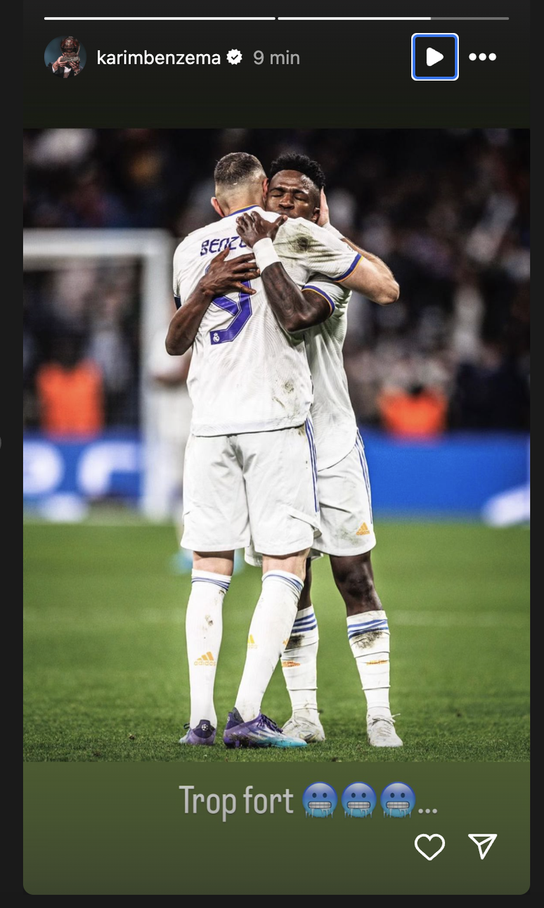 Benzema posta foto com Vinícius Júnior