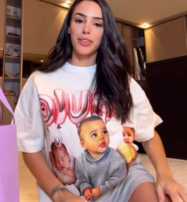 ‘Diva’: Bruna Biancardi exibe blusa personalizada com imagem de Mavie –