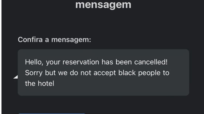 Pintor expõe mensagem de hotel que recusou sua reserva por "não aceitar pessoas negras"