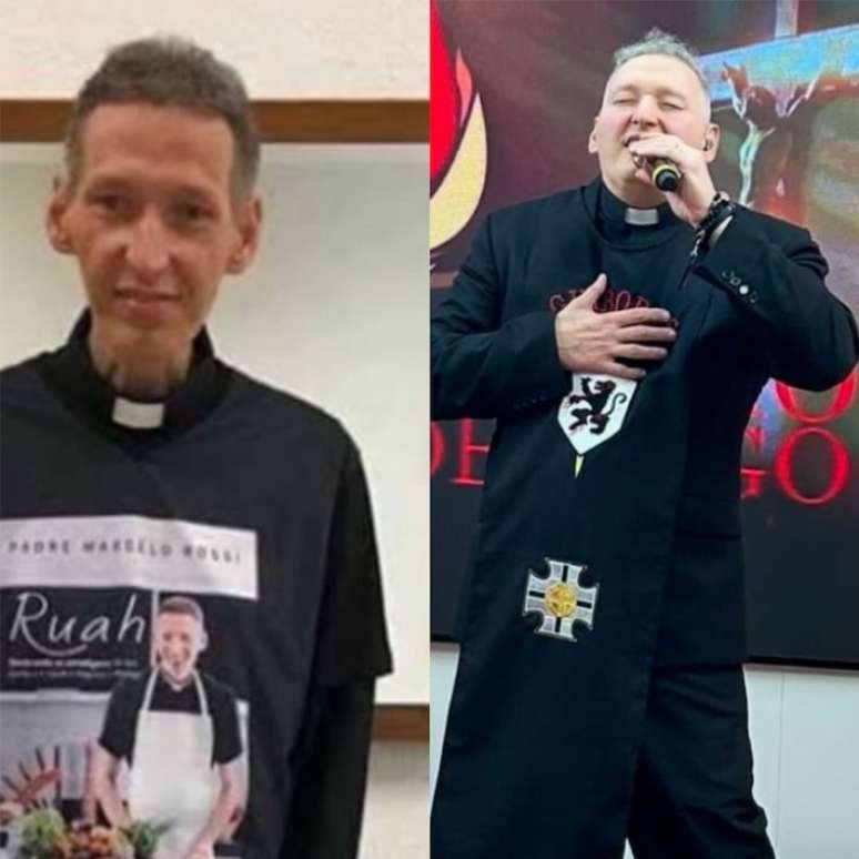 Padre Marcelo Rossi mostra antes e depois de cura da depressão.