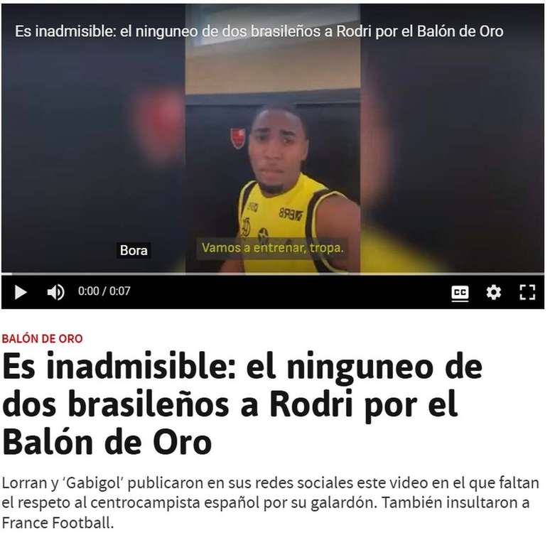 Jornal AS detonou postura de Lorran e Gabigol após vídeo sobre Rodri –