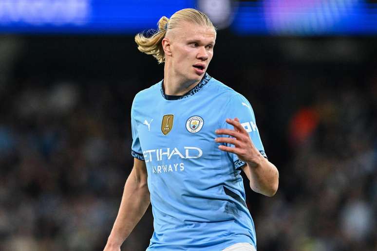 Erling Haaland (Manchester City) durante jogo contra o Sparta Praga, no dia 23.10.2024 