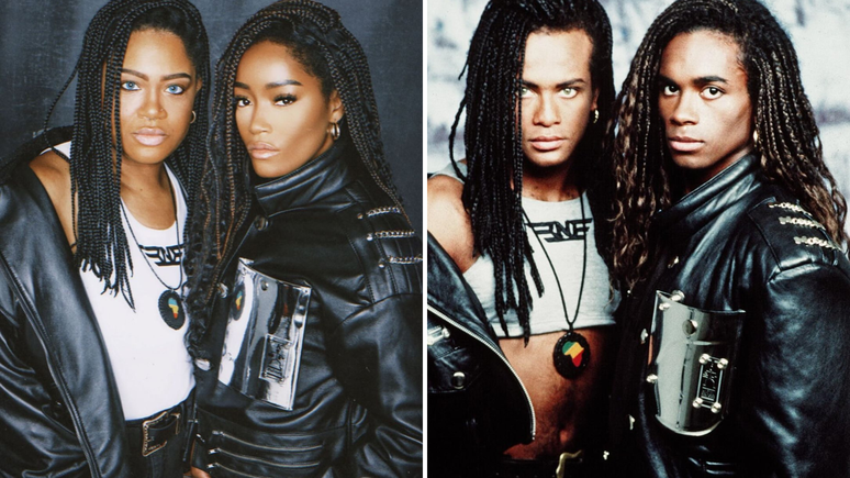 Keke Palmer e a escritora Loreal Chanel se vestiram de Milli Vanilli, um grupo musical que fez sucesso nos anos 90. 