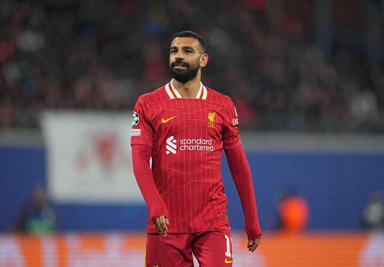 Mohamed Salah (Liverpool) durante jogo contra o RB Leipzig, no dia 23.10.2024 