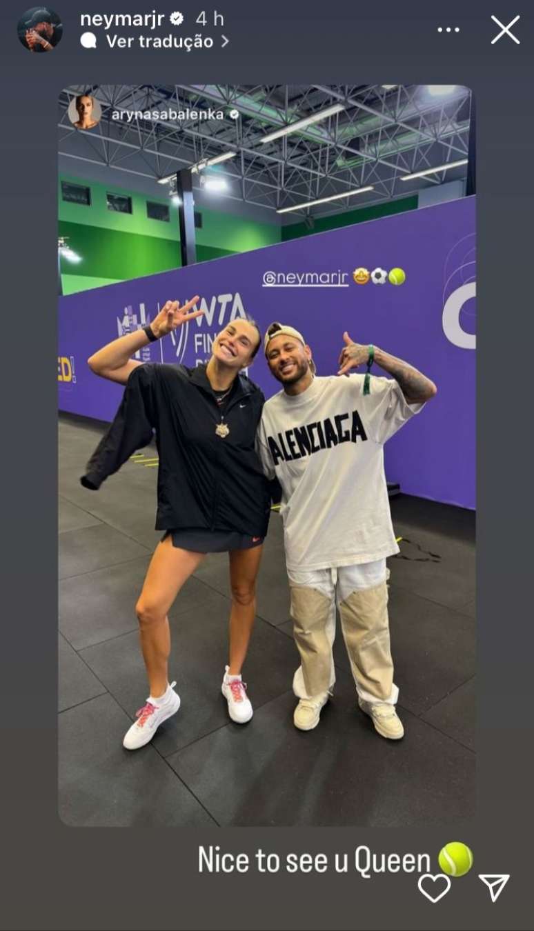 Neymar junto a Arina Sabalenka