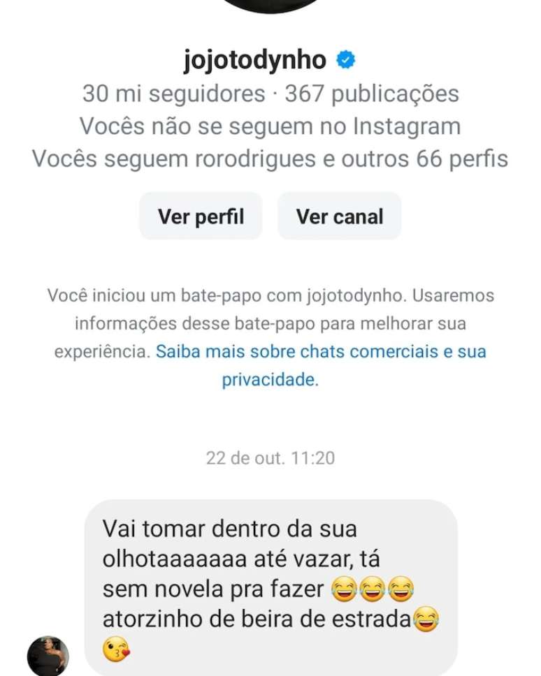 Tuca Andada mostrou a ofensa aos seus seguidores.