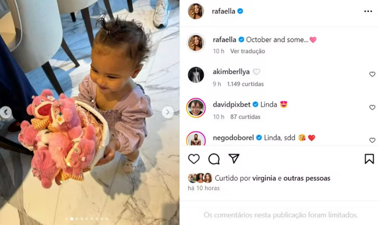 Amanda Kimberlly deixa comentário em post de Rafaella Santos (Reprodução/Instagram)