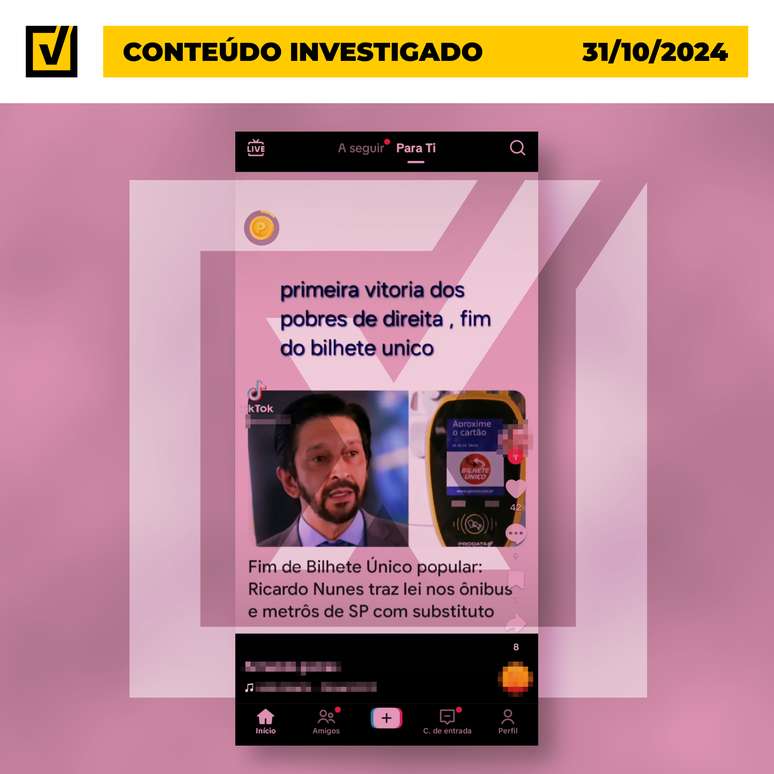 O conteúdo tira de contexto, fazendo parecer recente uma medida de 2021 que determinou o fim do Bilhete Único sem cadastro associado a um CPF.