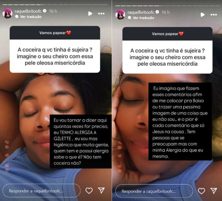 Raquel Brito rebate ataques - Reprodu&ccedil;&atilde;o / Instagram