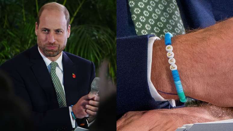 O príncipe William usando o bracelete da amizade