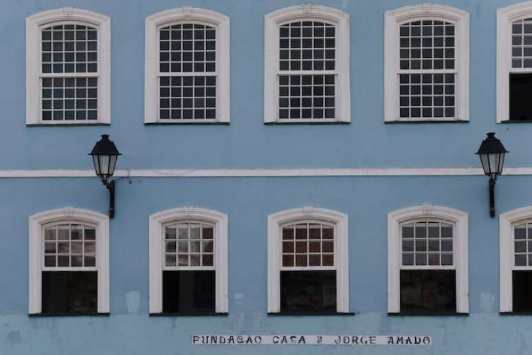A faixada da casa de Jorge Amado no Pelourinho, em Salvador.
