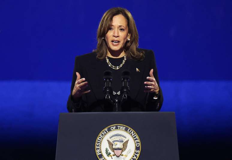 Kamala Harris durante evento de campanha na Pensilvânia 04/11/2024