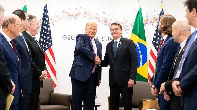 Donald Trump e Jair Bolsonaro durante encontro em 2019