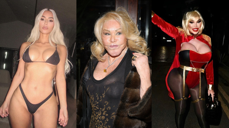 Kim Kardashian, Jocelyn Wildenstein e Jessica Alves Reprodução/GettyImages e Instagram