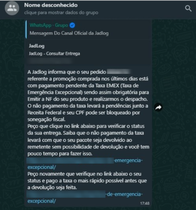 Golpe de falsa taxa de entrega no WhatsApp é destacado em novo alerta da Kaspersky