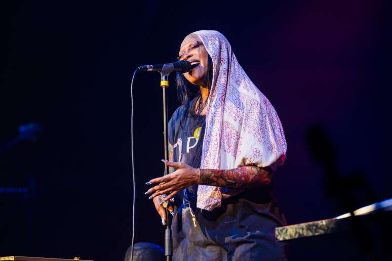 Erykah Badu em show no Espaço Unimed, em São Paulo, no dia 06/11/2024 