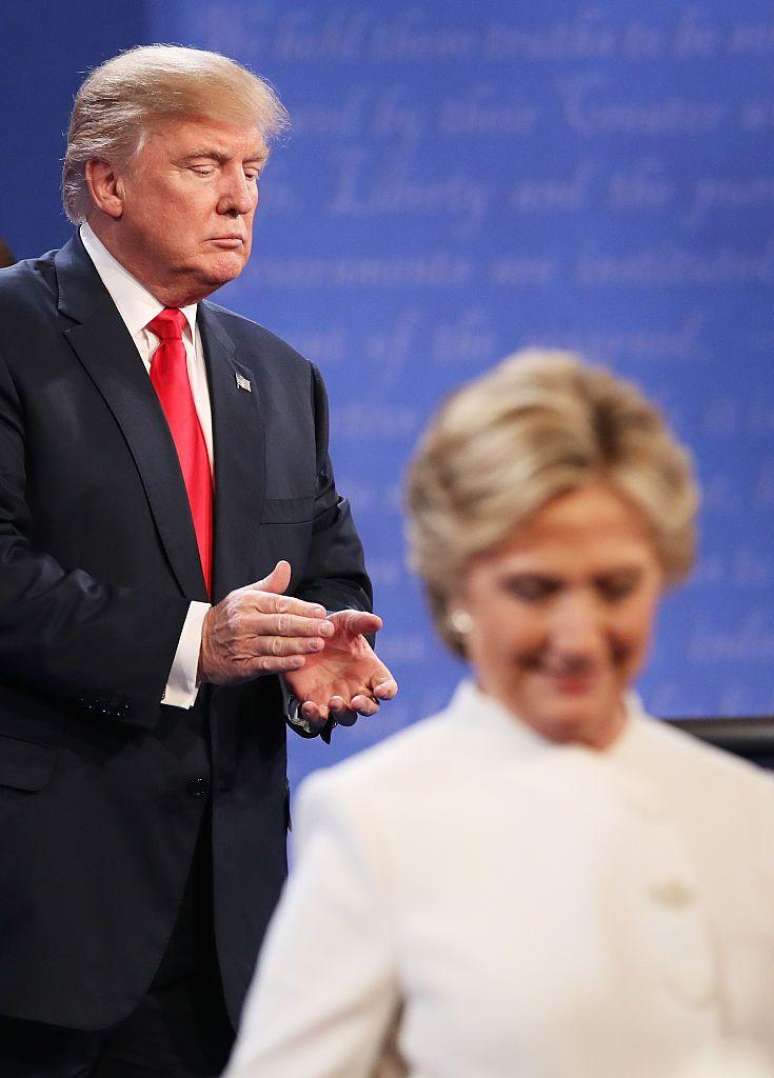 Trump após debate com Hillary Clinton na campanha eleitoral de 2016