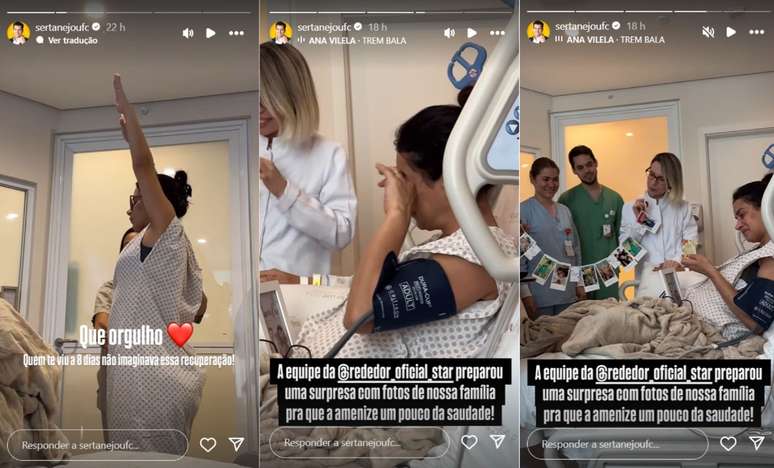 Lucilene Caetano recebe surpresa no hospital - Reprodução / Instagram