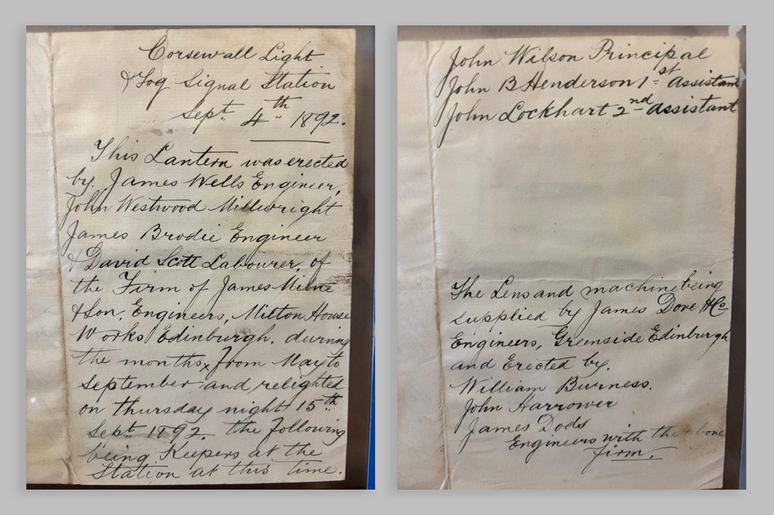 A mensagem encontrada no farol da Escócia é datada de 1892