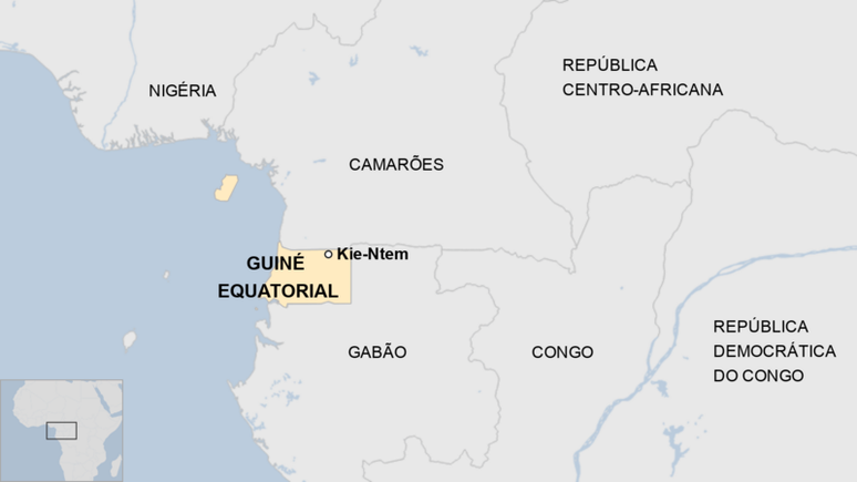 A Guiné Equatorial faz fronteira com Camarões ao norte e com o Gabão a leste e sul