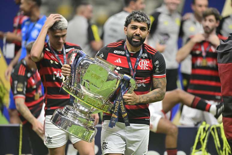 Gabigol celebra conquista do penta da Copa do Brasil pelo Flamengo