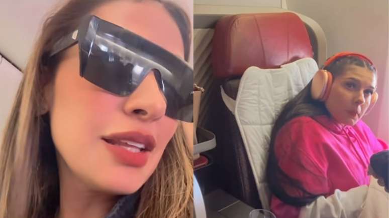 Simone Mendes encontra Ana Castela em voo para o Grammy Latino e sugere: &lsquo;Dividir o pr&ecirc;mio&rsquo;