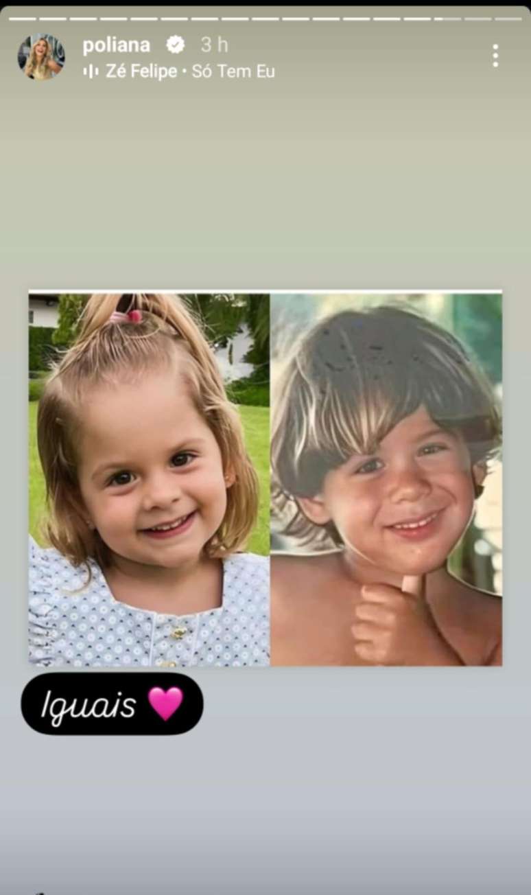 Poliana Rocha mostra semelhan&ccedil;a entre Z&eacute; Felipe e Maria Flor