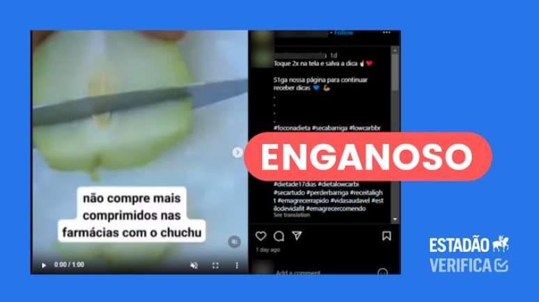 Vídeo engana ao afirmar que suco de chuchu é capaz de eliminar uma série de sintomas