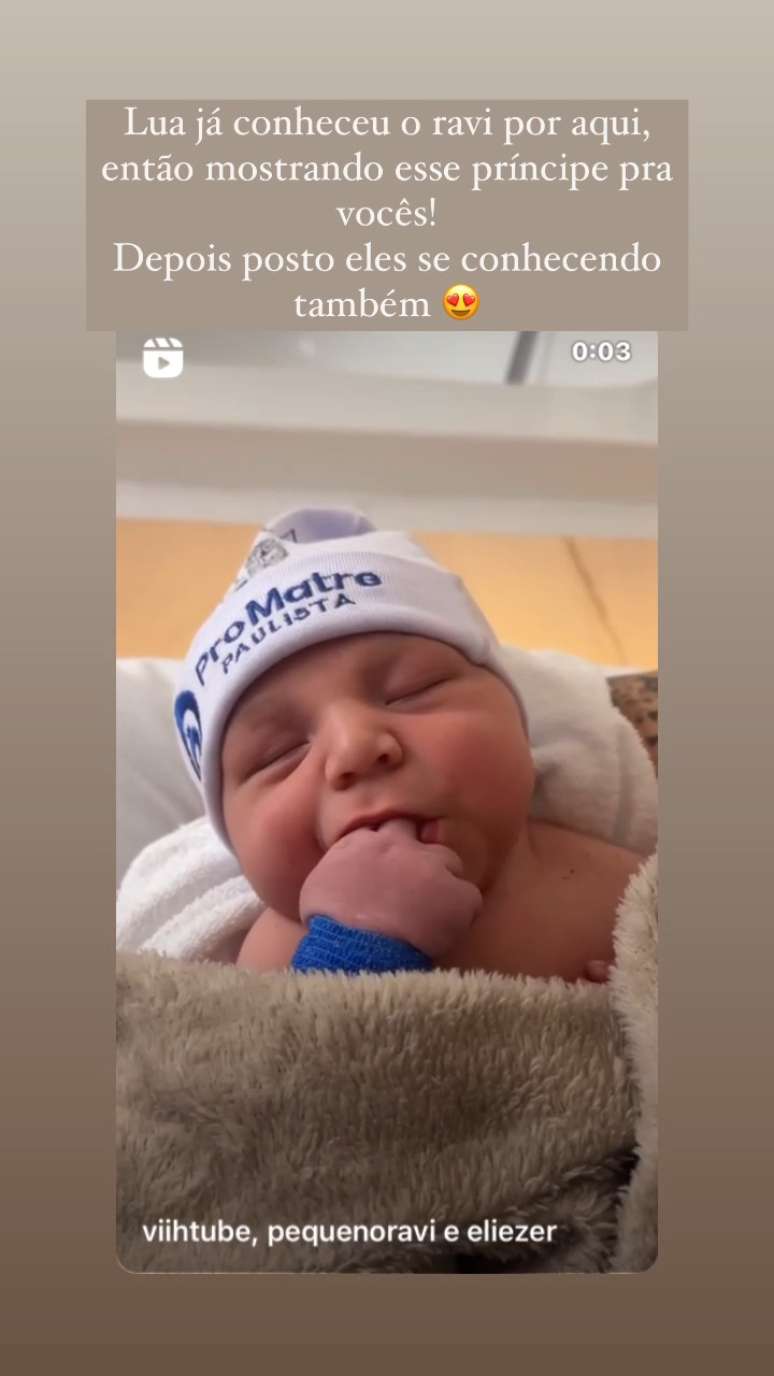 Viih Tube shows the face of Ravi, her son with Eliezer - Instagram Viih Tube shows the face of Ravi, her son with Eliezer - Instagram