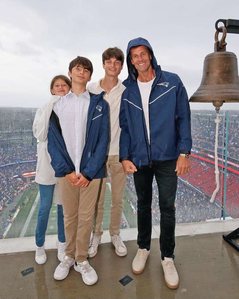 Tom Brady com os filhos: Jack, Benjamin e Vivian - Instagram