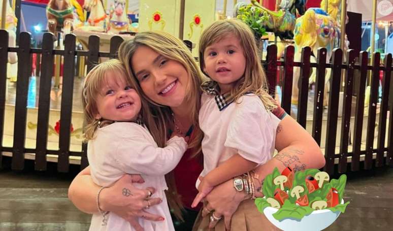 Maria Alice e Maria Flor, filhas de Virginia Fonseca, 'seguiram os passos' da mãe, na alimentação.