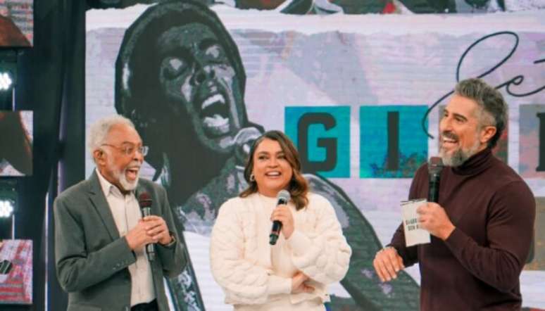 Gilberto GIl, Preta Gil e Marcos Mion no 'Caldeirão' exibido em 16 e novembro de 2024